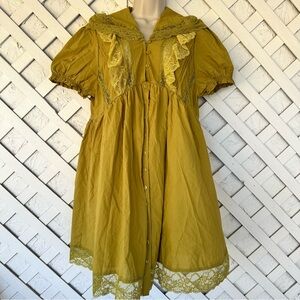 Babydoll Mini Dress Lace Ruffles Y2K Boho XL
